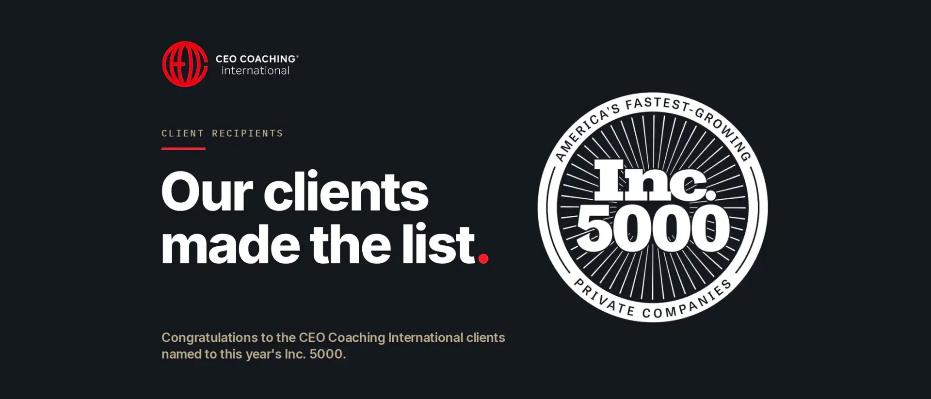 Inc500 press release CEO Coaching International